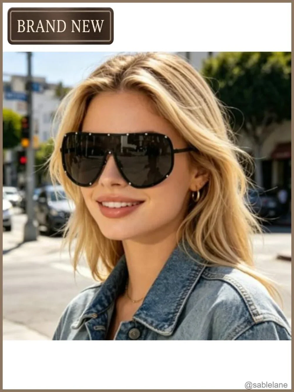 Oversized Polarized Sunglasses Vintage Shield UV400